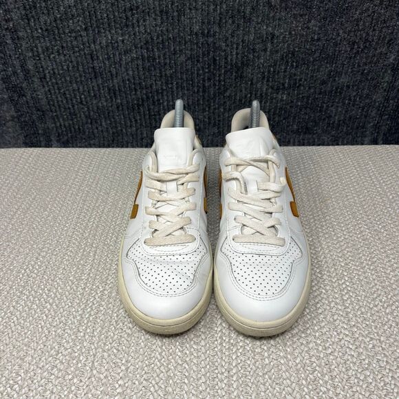 Veja V-10 Leather White Camel Brown Casual Sneakers Shoes Women’s Size 7 US - Picture 2 of 8